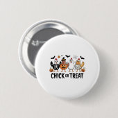 Süßes oder Saures Halloween Hexe Grusel-Huhn Button (Vorne & Hinten)