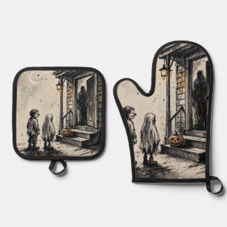 Süßes oder Saures Halloween-Horror Ofenhandschuh & Topflappen-Set