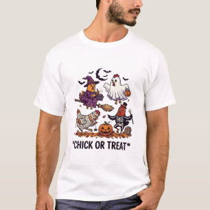 Süßes oder Saures Halloween Hühner Hexe Geist Kürb T-Shirt