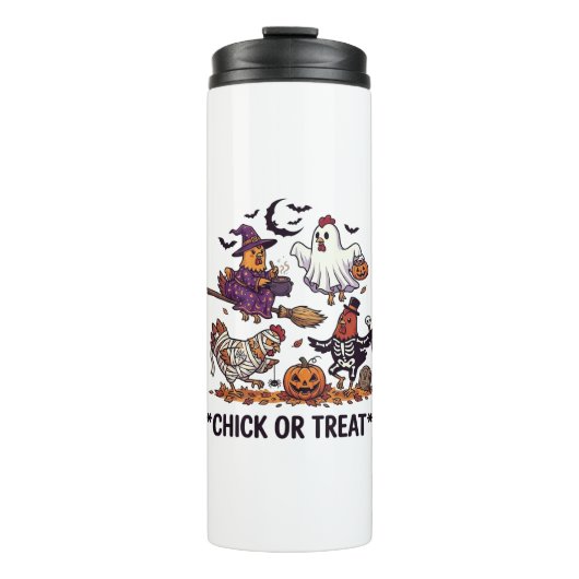 Süßes oder Saures Halloween Hühner Hexe Geist Kürb Thermosbecher (Vorderseite)