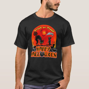 Süßes oder Saures Halloween-Katze Frohes Halloween T-Shirt