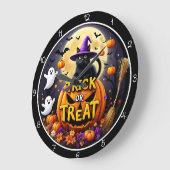 Süßes oder Saures Halloween-Katze Große Wanduhr (Winkel)