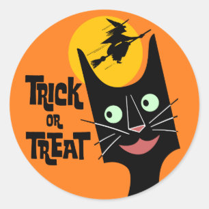 Süßes oder Saures Halloween-Katzen-Aufkleber Runder Aufkleber