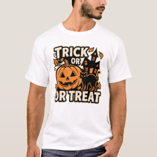 Süßes oder Saures Halloween-Katzen-Patch T-Shirt