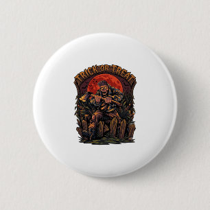 Süßes oder Saures Halloween-Killer-Skelett-Axt Rot Button
