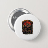 Süßes oder Saures Halloween-Killer-Skelett-Axt Rot Button (Vorne & Hinten)