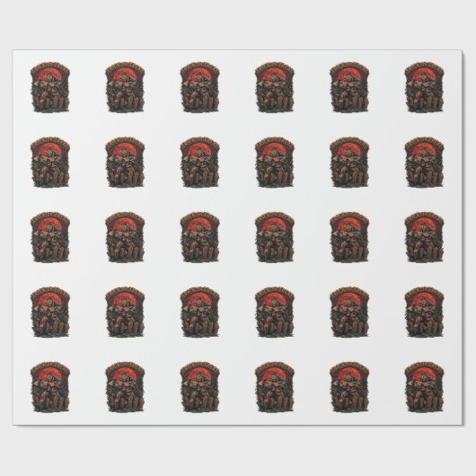 Süßes oder Saures Halloween-Killer-Skelett-Axt Rot Geschenkpapier (Flach)