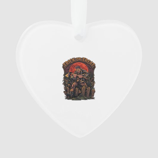 Süßes oder Saures Halloween Killer Skelett Axt Rot Ornament (Vorderseite)