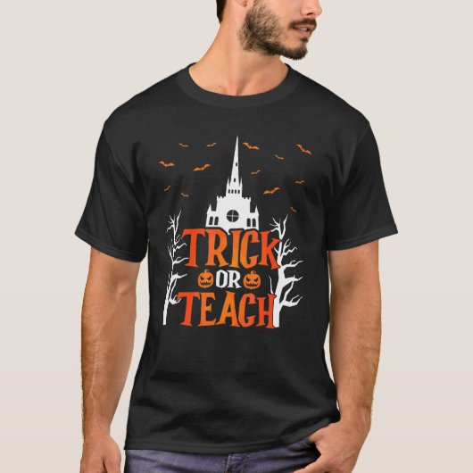 Süßes oder Saures Halloween-Kürbis-Fledermäuse-Hor T-Shirt (Vorderseite)