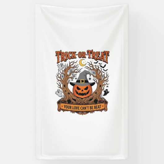 Süßes oder Saures Halloween-Kürbis-Hexenhut Grusel Banner (Vertikal)