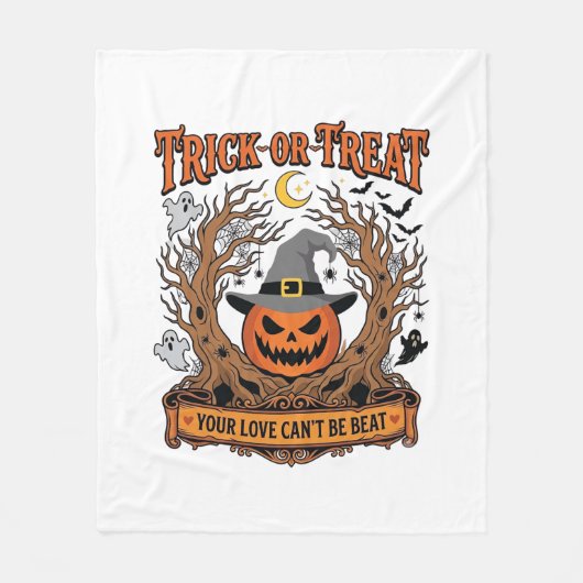 Süßes oder Saures Halloween-Kürbis-Hexenhut Grusel Fleecedecke (Vorderseite)