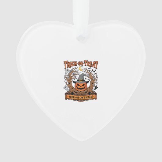 Süßes oder Saures Halloween-Kürbis-Hexenhut Grusel Ornament (Vorderseite)