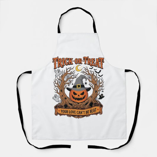 Süßes oder Saures Halloween-Kürbis-Hexenhut Grusel Schürze (Vorderseite)