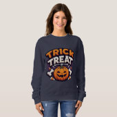 Süßes oder Saures Halloween-Kürbis Jack-O'-Lantern Sweatshirt (Vorne ganz)