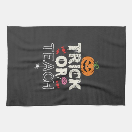 Süßes oder Saures Halloween-Lehrer-Design (2)_1 Geschirrtuch (Horizontal)