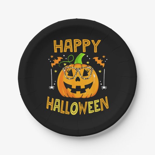 Süßes oder Saures Halloween Lustiger Kürbis Frohe Pappteller (Vorderseite)