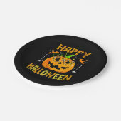 Süßes oder Saures Halloween Lustiger Kürbis Frohe Pappteller (Schrägansicht)