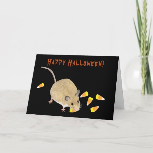 Süßes oder Saures Halloween-Maus mit Maiskörnern Karte (Vorderseite)