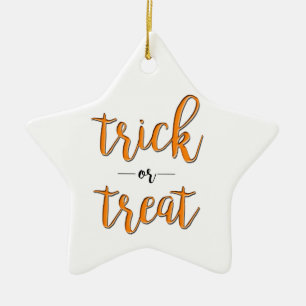 Süßes oder Saures Halloween Orange Schwarz Einfach Keramikornament
