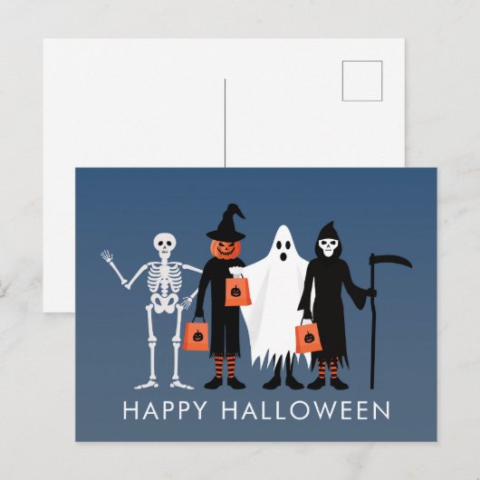Süßes-oder-Saures Halloween Postkarte (Vorne/Hinten)