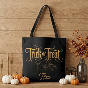 Süßes oder Saures Halloween-Schwarze Katze Gold-Sc Tasche
