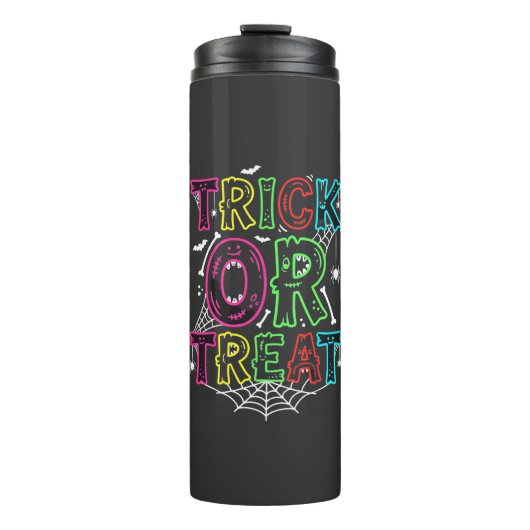 Süßes oder Saures Halloween-Spinnennetz-Design_1 Thermosbecher (Vorderseite)