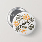 Süßes oder Saures Halloween Spinnennetz Gruselpart Button (Vorne & Hinten)