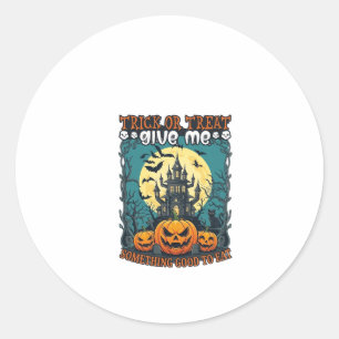 Süßes oder Saures Halloween Spukhaus Kürbisse Mond Runder Aufkleber