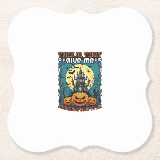 Süßes oder Saures Halloween Spukhaus Kürbisse Mond Untersetzer (Vorderseite)