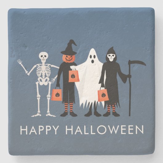 Süßes oder Saures Halloween Steinuntersetzer (Vorderseite)