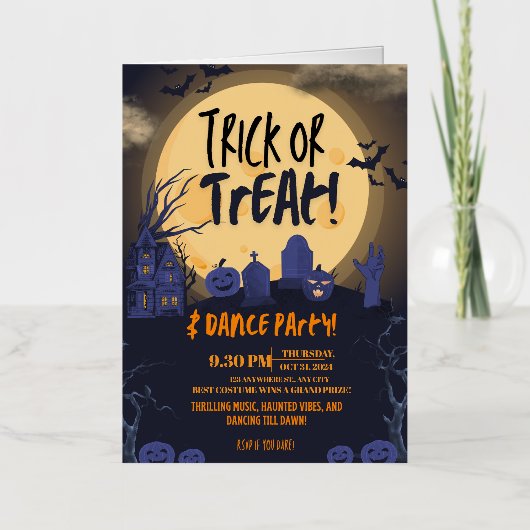 Süßes oder Saures Halloween-Tanzparty-Einladung 🎃 (Vorderseite)