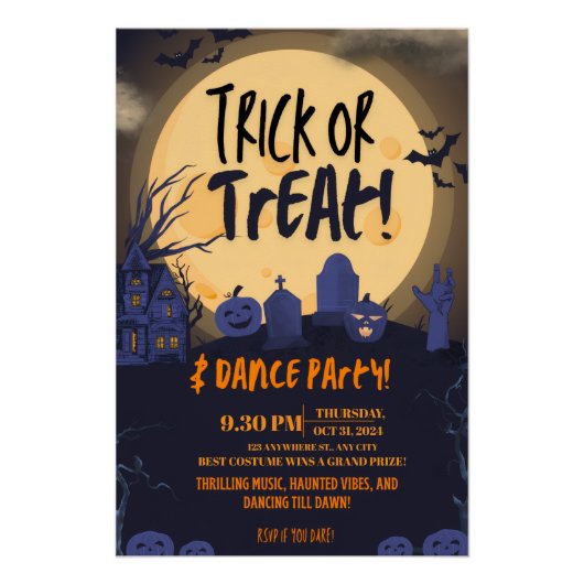 Süßes oder Saures Halloween-Tanzparty-Einladung 🎃 Poster (Vorderseite)