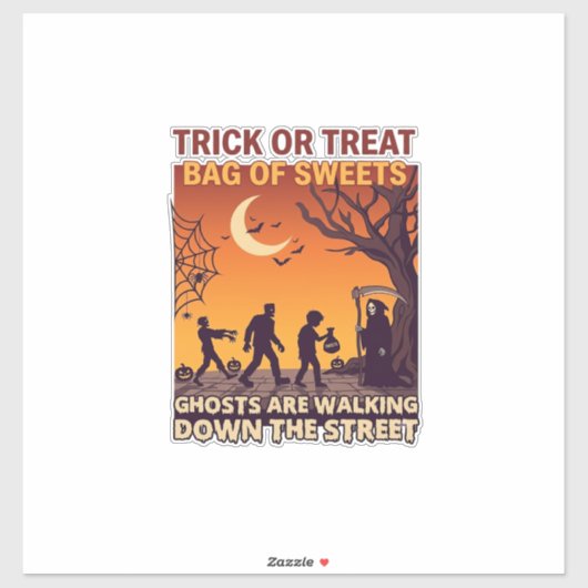 Süßes oder Saures Halloween Zombies Sensenmann Kür Aufkleber (Blatt)