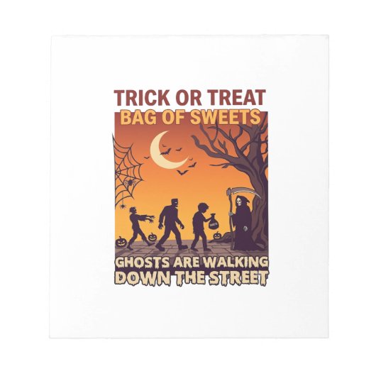 Süßes oder Saures Halloween Zombies Sensenmann Kür Notizblock (Vorderseite)