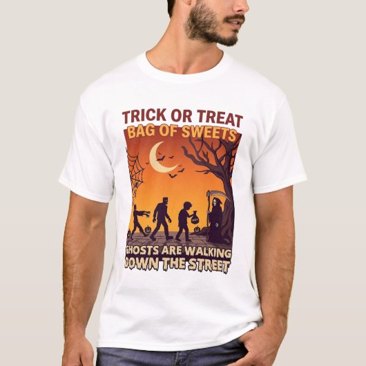 Süßes oder Saures Halloween Zombies Sensenmann Kür T-Shirt (Vorderseite)