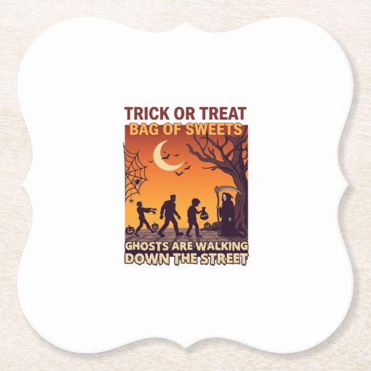 Süßes oder Saures Halloween Zombies Sensenmann Kür Untersetzer (Vorderseite)