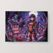 Süßes oder Saures Halloween Zombies verteilen Gehi Button (Vorderseite)