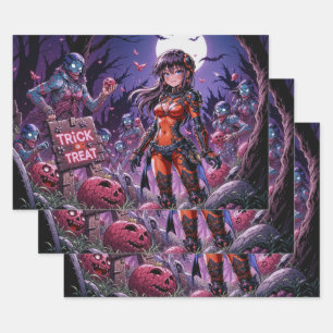 Süßes oder Saures Halloween Zombies verteilen Gehi Geschenkpapier Set