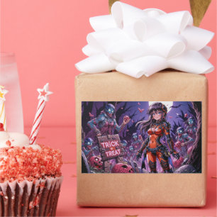 Süßes oder Saures Halloween Zombies verteilen Gehi Rechteckiger Aufkleber