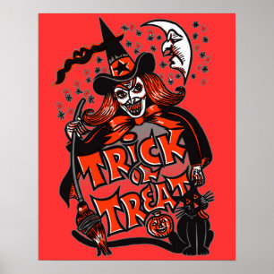 Süßes oder Saures Hexe Halloween (vintage) Poster