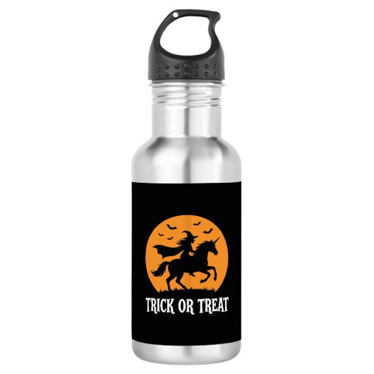 Süßes oder Saures Hexen Einhorn Halloween Design_1 Edelstahlflasche (Vorderseite)