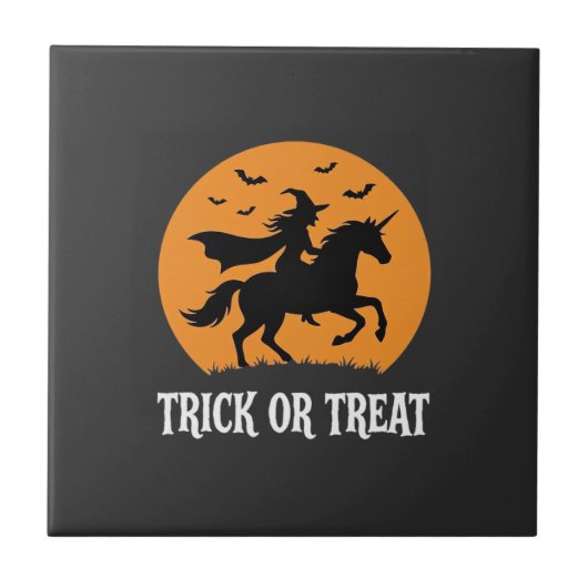 Süßes oder Saures Hexen Einhorn Halloween Design_1 Fliese (Vorderseite)