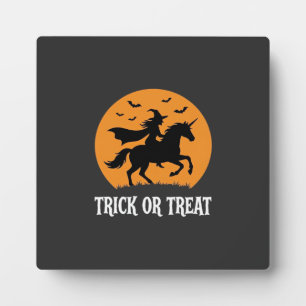 Süßes oder Saures Hexen Einhorn Halloween Design_1 Fotoplatte
