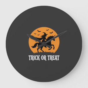 Süßes oder Saures Hexen Einhorn Halloween Design_1 Große Wanduhr