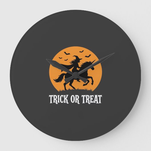Süßes oder Saures Hexen Einhorn Halloween Design_1 Große Wanduhr (Vorderseite)