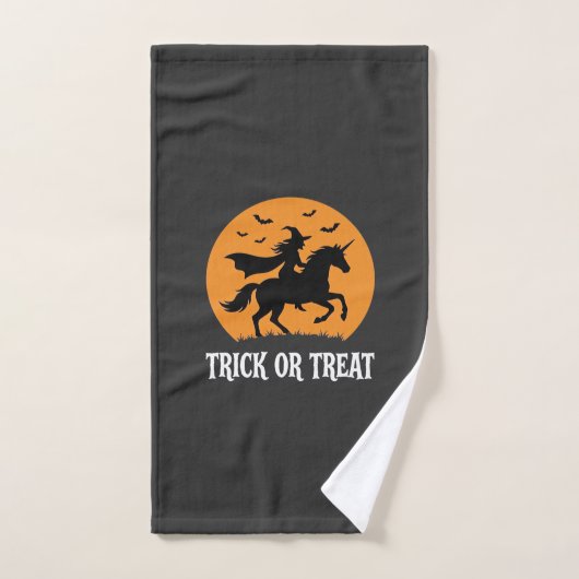 Süßes oder Saures Hexen Einhorn Halloween Design_1 Handtuch (Handtuch)