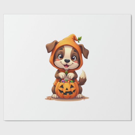 Süßes oder Saures Hund � Hübsches Halloween-Welpen Geschenkpapier (Flach)