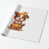 Süßes oder Saures Hund � Hübsches Halloween-Welpen Geschenkpapier (Ungerollt)