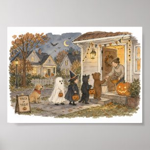 Süßes oder Saures Illustration der vorderen Verand Poster