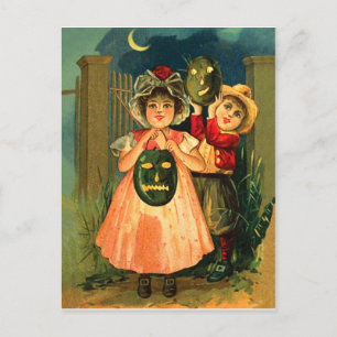 Süßes oder Saures in der Halloween-Nacht Postkarte